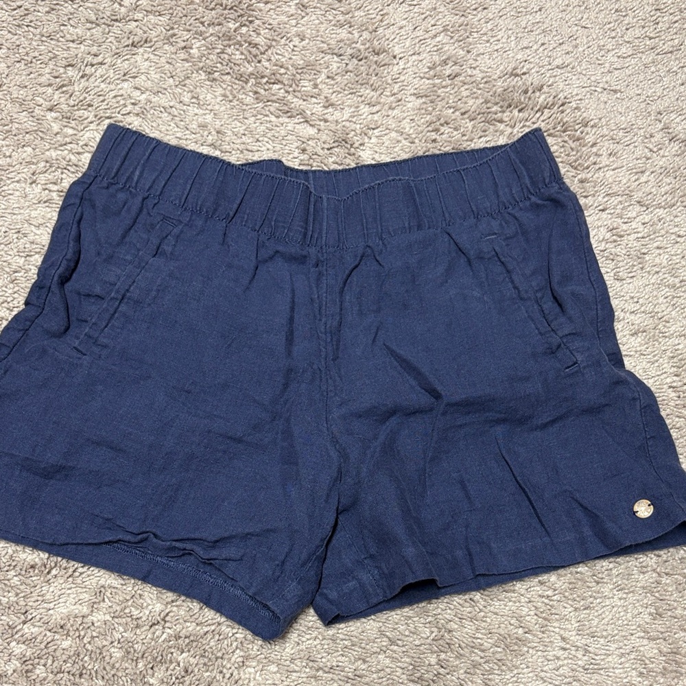 Lilly Pulitzer Navy High-Waist Elastic Shorts
